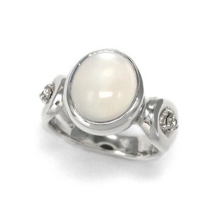 Silver-Based Pearl/Moon Stone Ring sliver Rings 10 x 12mm