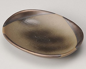 銅彩楕円取皿【日本製　美濃焼】