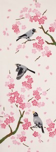 【日本製】注染 手ぬぐい 桜と文鳥  和柄 手拭い 【和布華】