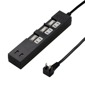 ヤザワ 個別スイッチ付3AC2USB3.4A2mブラック Y02KS532BK2U