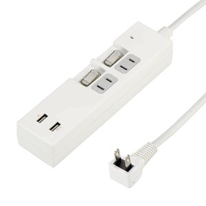 ヤザワ 個別スイッチ付2AC2USB3.4A2mホワイト Y02KS422WH2U