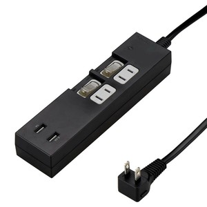 ヤザワ 個別スイッチ付2AC2USB3.4A2mブラック Y02KS422BK2U