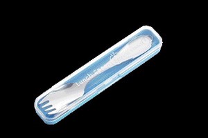 Metal Made in Japan Japan Lunch Spoon Attached Case Leaf White Blue 5 61