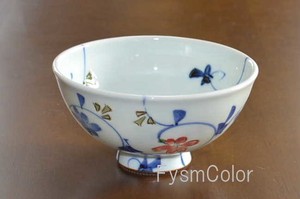 波佐見焼　色彩花唐草　小茶碗　手描き　日本製