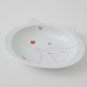 Apple Child Curry Plate Pink HASAMI Ware Hand-Painted Made in Japan