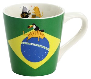 【特価品】磁器単品■猫国旗マグカップ BRAZIL(ブラジル)