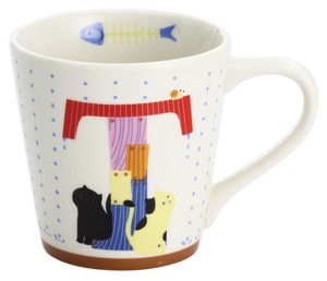 【特価品】磁器単品■猫アルファベットマグカップ「T」