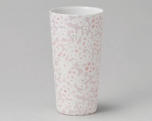 美浓烧 玻璃杯/杯子/保温杯 粉色 日本制造