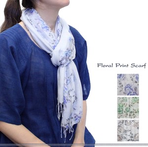 Thin Scarf Silk Pudding Floral Pattern Rayon
