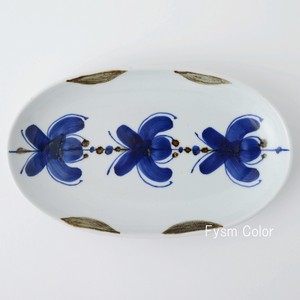 HASAMI Ware Flower Connection Oval Plate Hand-Painted Made in Japan