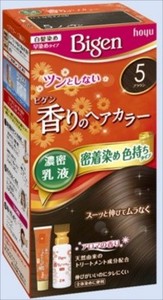 ホーユー　ビゲン　香りのヘアカラー　乳液　5　ブラウン 【 ヘアカラー・白髪用 】