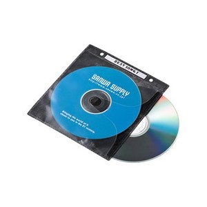 DVD・CD不織布ケース 2穴付きタイプ 2枚収納 インデックスカード付 ブラック 100枚セット FCD-FR100BKN