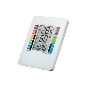 デジタル温湿度計 熱中症・インフルエンザ表示・警告ブザー設定機能付 CHE-TPHU2WN