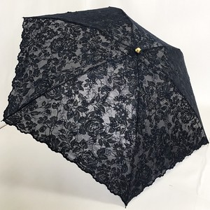 【晴雨兼用傘】折りたたみミニ傘　UVケア加工　T/Cオパールエンブ　バラ柄