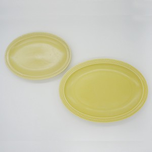 Rim Dots OVAL PLATE yellow [Bread & Rice / Mino Ware]