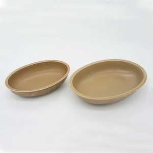 Rim Dots OVAL BOWL mocha [Bread & Rice / Mino Ware]