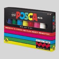 [(uni)MITSUBISHI PENCIL] "POSCA" Non-Permanent Marker 8 8 Colors 8 8 3 80