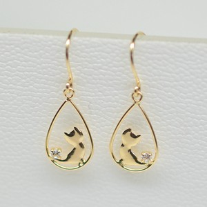Pierced Earrings Gold Post Gold Cat