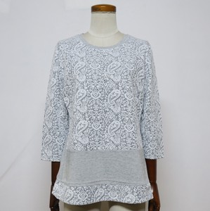 T-shirt Pullover Jacquard Switching 7/10 length Made in Japan