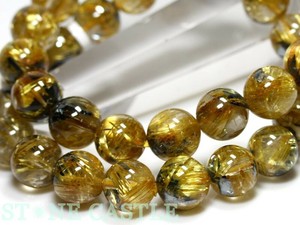 ☆高品質☆【天然石 ブレスレット】太陽タイチンルチルクォーツ (最高級) (約11.5〜12mm) 【天然石】