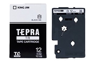 キングジム TRテープ12ミリ 白ラベル/黒文字 TC12S 00010368