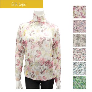 T-shirt Reversible Pullover Silk Floral Pattern Cut-and-sew