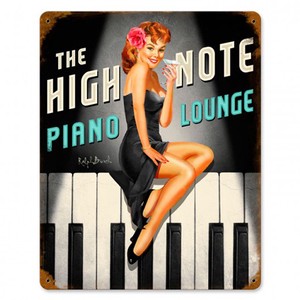 【スティールサイン】【ピンナップ ガール】High Note Piano Lounge PT-RB-069