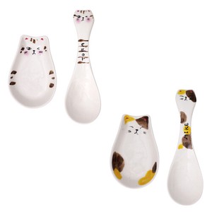 Porcelain 1Pc Naughty Cat Spoon Set 2 type
