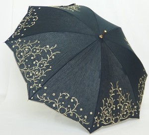 【晴雨兼用】綿麻　多頭刺繍ボーラー　ショート傘