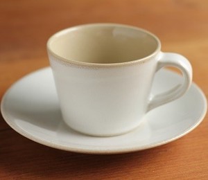 益子焼　コーヒーカップ＆ソーサー　糠白釉