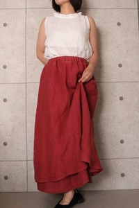 【2019】日本製 フレンチリネンワッシャー2重ロングスカート№817346