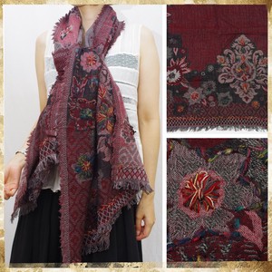 Thick Scarf Jacquard Wool Blend Scarf Embroidered