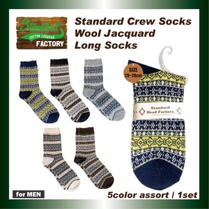 Crew Socks Wool Blend Socks Men's Nordic Pattern Autumn/Winter