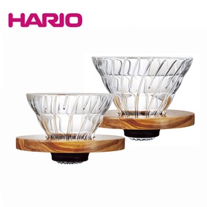 【ハリオ】V60 耐熱ガラス透過 コーヒードリッパー オリーブウッド/2023リニューアル（スプーン無し）