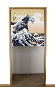 Ukiyoe(A Woodblock Print) Japanese Noren Curtain Hokusai White-Crested Waves 9 cm