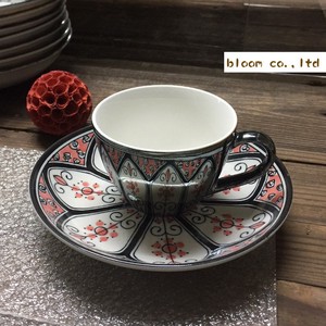 美浓烧 茶杯盘组/杯碟套装 红色 日本制造