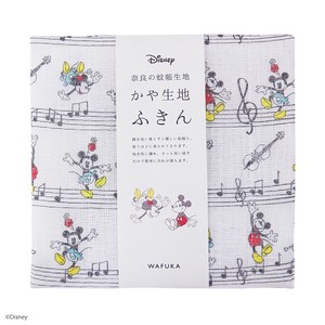 【日本製】Disney ディズニー かや生地 ふきん 『音符ステップ』 奈良の 蚊帳生地