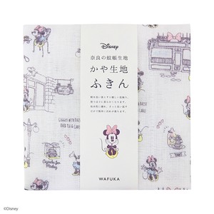 【日本製】Disney ディズニー かや生地 ふきん 『 ミニー デート』 奈良の 蚊帳生地