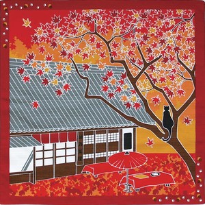 【たまのお散歩】小風呂敷「紅葉」Maple（11月・十一月・ねこ・猫・ネコ）