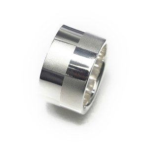 银戒指（无宝石） 格子图案 简洁 10mm
