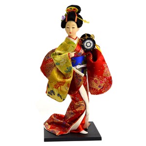 ＜和雑貨・人形＞伝統工芸　着物　12インチ　みやび人形　日本人形　太鼓　No.303-060