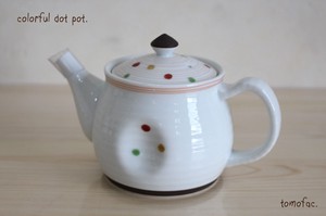 ポット　色彩水玉（金茶こし付き）　日本製　波佐見焼　カラフル　かわいい