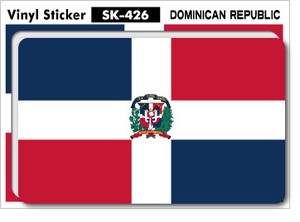 SK-426/国旗ステッカー ドミニカ共和国（DOMINICAN REPUBLIC) 国旗100円ステッカー スーツケースステッカー