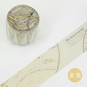 BGM マスキングテープ 「スベシャル ・金箔 レトロなメロディ 世界地図」 30mm*5m MASKING TAPE