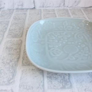 Plate Gray Flower Parade Leaf Made in Japan HASAMI Ware Modern