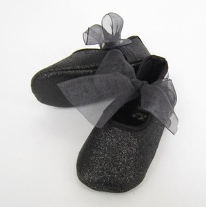 【ベビー靴】ブラックラメオーガンジーリボンシューズ（ブラック）【ベビー・キッズ用】