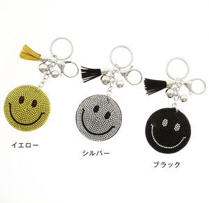 1番人気！ラインストーンスマイルキーホルダー(両面加工）