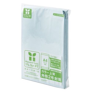 壽堂紙製品 カラー上質封筒 角2・100枚 水 02162 00006259