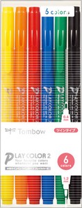 【Tombow(トンボ鉛筆)】水性マーキングペン プレイカラー2 6色セット