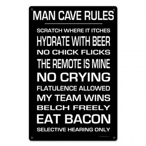 【スティールサイン】【カー ＆ ガレージ】Man Cave Rules PT-KEG-002